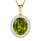 DAS GRößTE PERIDOT ANGEBOT DES JAHRES - D'Joy AAA Peridot, Weißer Diamant Schmuckset ca. 50 cm 925 Silber 750 Gelbgold Vermeil ca. 5.41 ct