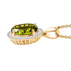 DAS GRößTE PERIDOT ANGEBOT DES JAHRES - D'Joy AAA Peridot, Weißer Diamant Schmuckset ca. 50 cm 925 Silber 750 Gelbgold Vermeil ca. 5.41 ct