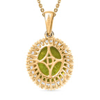 DAS GRößTE PERIDOT ANGEBOT DES JAHRES - D'Joy AAA Peridot, Weißer Diamant Schmuckset ca. 50 cm 925 Silber 750 Gelbgold Vermeil ca. 5.41 ct