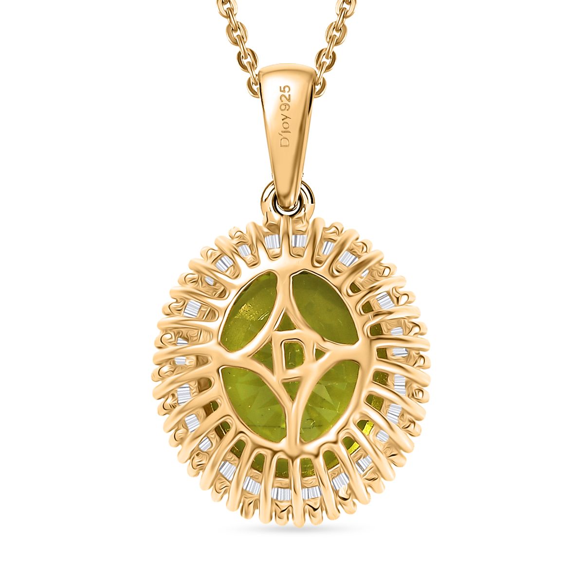 DAS GRößTE PERIDOT ANGEBOT DES JAHRES - D'Joy AAA Peridot, Weißer Diamant Schmuckset ca. 50 cm 925 Silber 750 Gelbgold Vermeil ca. 5.41 ct