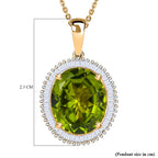 DAS GRößTE PERIDOT ANGEBOT DES JAHRES - D'Joy AAA Peridot, Weißer Diamant Schmuckset ca. 50 cm 925 Silber 750 Gelbgold Vermeil ca. 5.41 ct