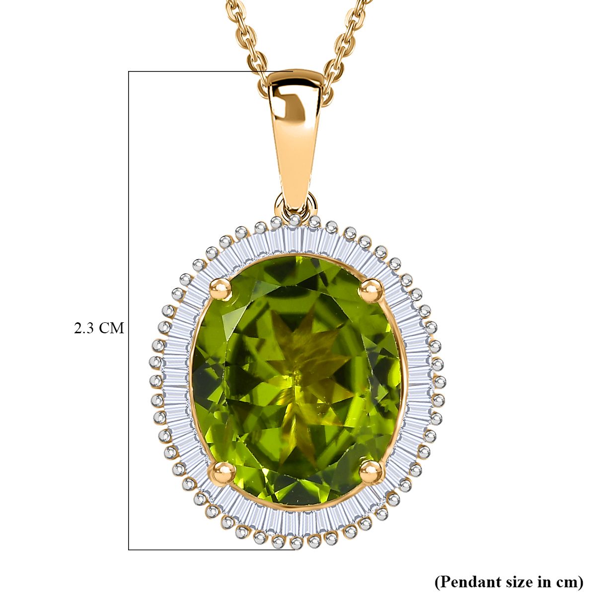 DAS GRößTE PERIDOT ANGEBOT DES JAHRES - D'Joy AAA Peridot, Weißer Diamant Schmuckset ca. 50 cm 925 Silber 750 Gelbgold Vermeil ca. 5.41 ct
