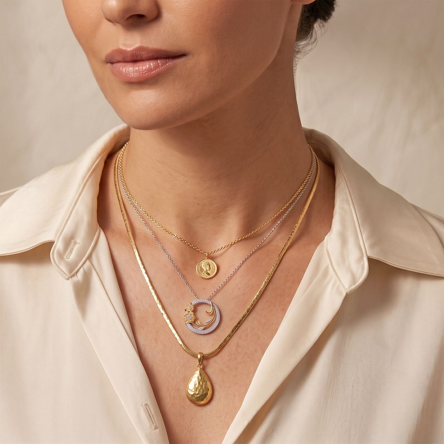 LUXURIANT DIAMOND - Lab Grown Diamant SI-GH SGL zertifiziert Anhänger mit Kette, ca. 50 cm 925 Silber Rhodiniert und 750 Gelbgold Vermeil ca. 1.00 ct