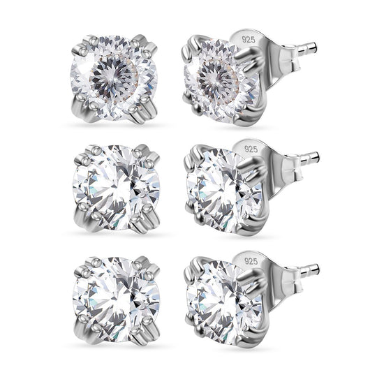 3er Set- D'Joy Moissanit Ohrringe, 925 Silber 750 Gelb Vergoldet ca. 2.58 ct