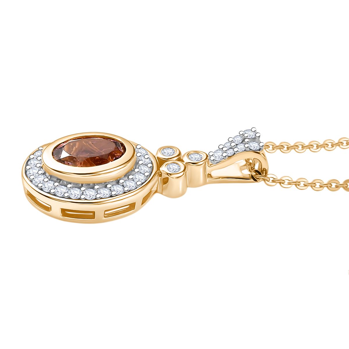 MÜNCHEN CLOSE OUT - D'Joy AA Cruzeiro Blush Turmalin, Moissanit Schmuckset ca. 50 cm 925 Silber 750 Gelbgold Vermeil ca. 0.94 ct