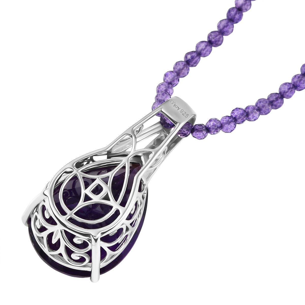 D'Joy AA Afrikanischer Amethyst Schmuckset ca. 50 cm 925 Silber rhodiniert ca. 58.90 ct