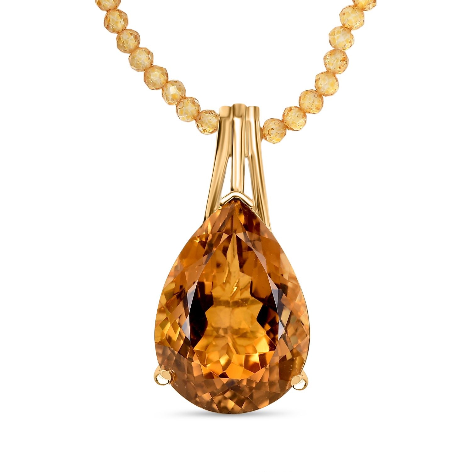 D'Joy AA Citrin Schmuckset ca. 50 cm 925 Silber 750 Gelbgold Vermeil ca. 85.83 ct