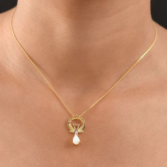 D'Joy AA Natürlicher, äthiopischer Welo Opal, Weißer Zirkon Schmuckset ca. 50 cm 925 Silber 750 Gelb Vergoldet ca. 0.55 ct