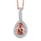 D'Joy AA Blush Turmalin, Weißer Zirkon Schmuckset ca. 50 cm 925 Silber 750 Roségold Vermeil ca. 1.01 ct