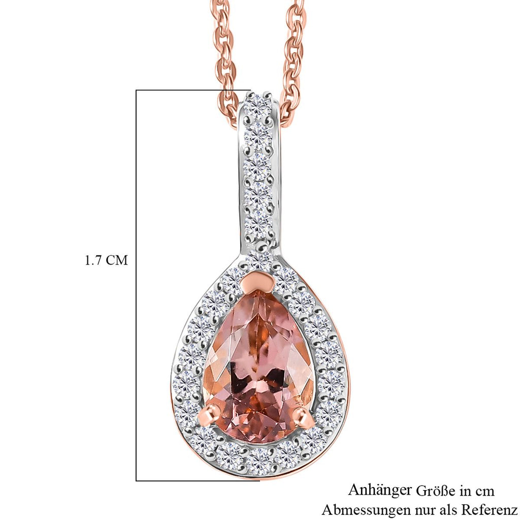 D'Joy AA Blush Turmalin, Weißer Zirkon Schmuckset ca. 50 cm 925 Silber 750 Roségold Vermeil ca. 1.01 ct