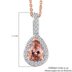 D'Joy AA Blush Turmalin, Weißer Zirkon Schmuckset ca. 50 cm 925 Silber 750 Roségold Vermeil ca. 1.01 ct