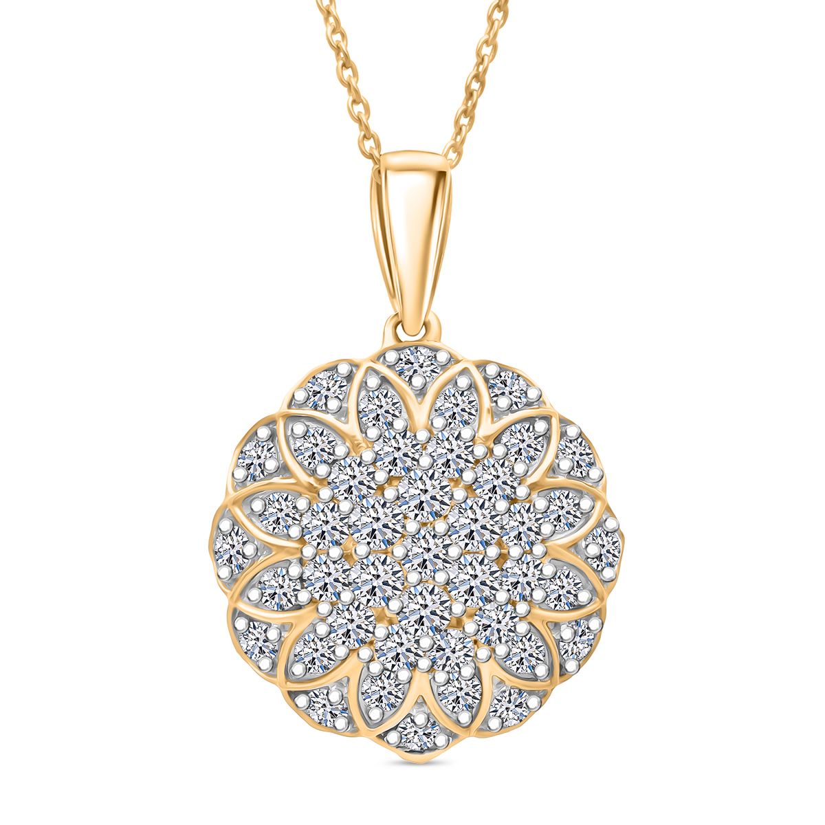LUXURIANT DIAMOND - Lab Grown Diamant SI-GH SGL zertifiziert Schmuckset ca. 50 cm 925 Silber 750 Gelbgold Vermeil ca. 1.33 ct