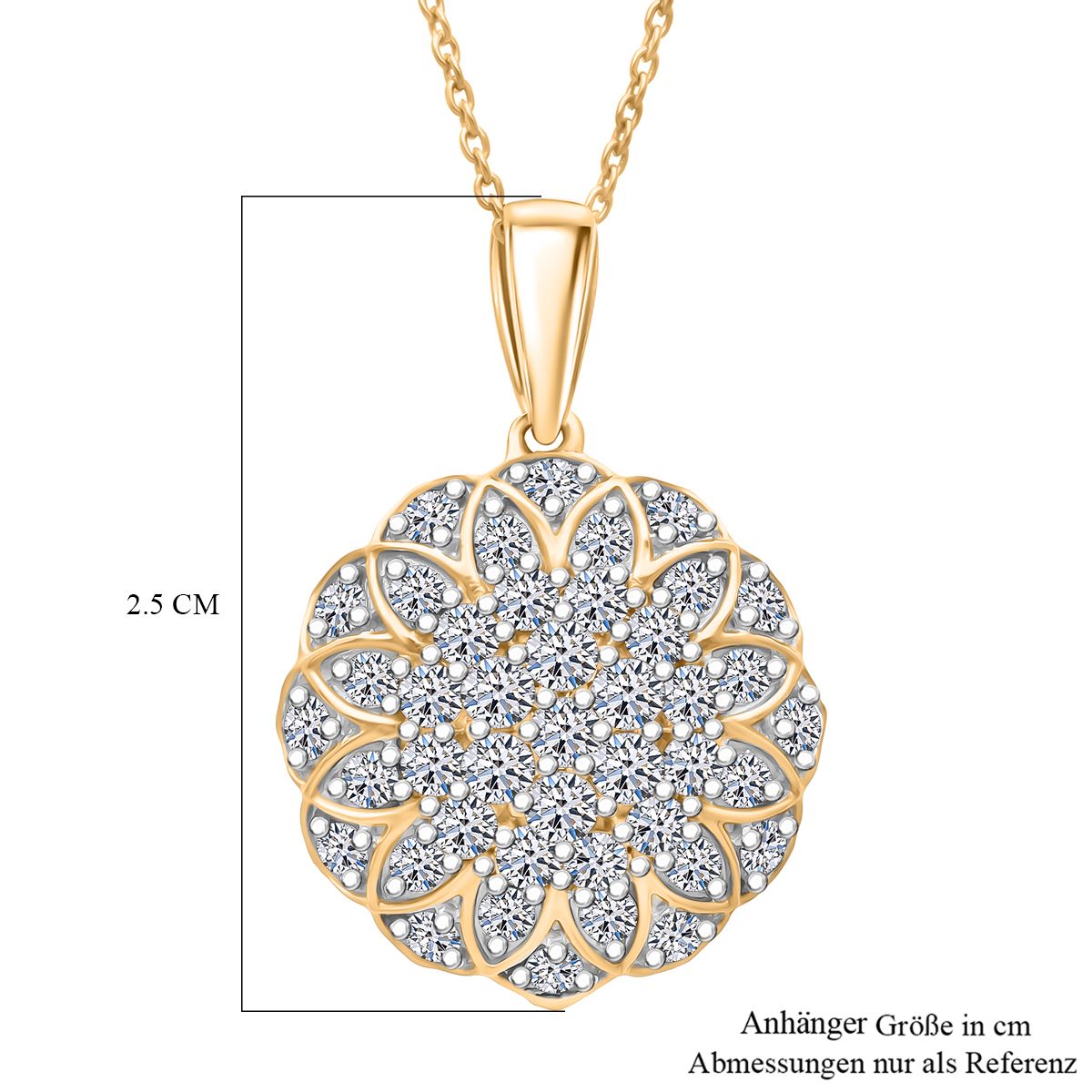 LUXURIANT DIAMOND - Lab Grown Diamant SI-GH SGL zertifiziert Schmuckset ca. 50 cm 925 Silber 750 Gelbgold Vermeil ca. 1.33 ct