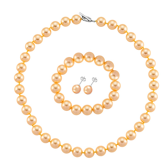Pfaufarbene Muschelperle Schmuckset