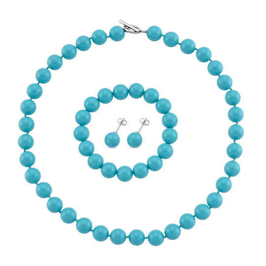 Pfaufarbene Muschelperle Schmuckset