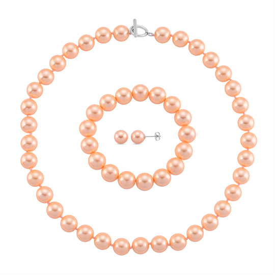 Pfaufarbene Muschelperle Schmuckset