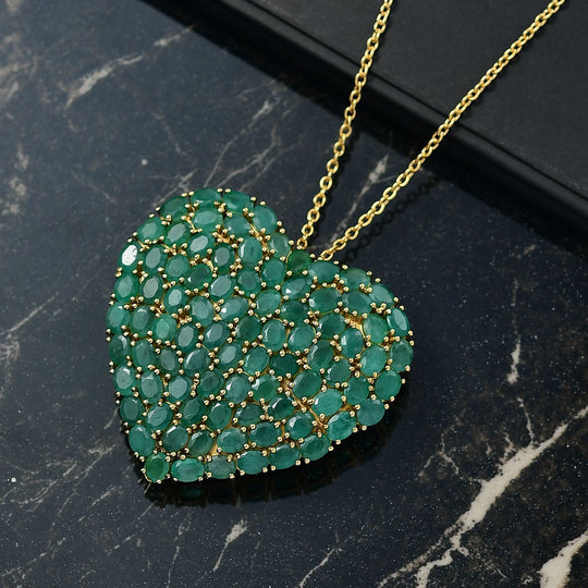 D'Joy Socoto Smaragd Anhänger mit Kette, ca. 45 cm 925 Silber 750 Gelbgold Vermeil ca. 14.00 ct