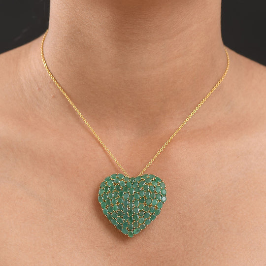 D'Joy Socoto Smaragd Anhänger mit Kette, ca. 45 cm 925 Silber 750 Gelbgold Vermeil ca. 14.00 ct