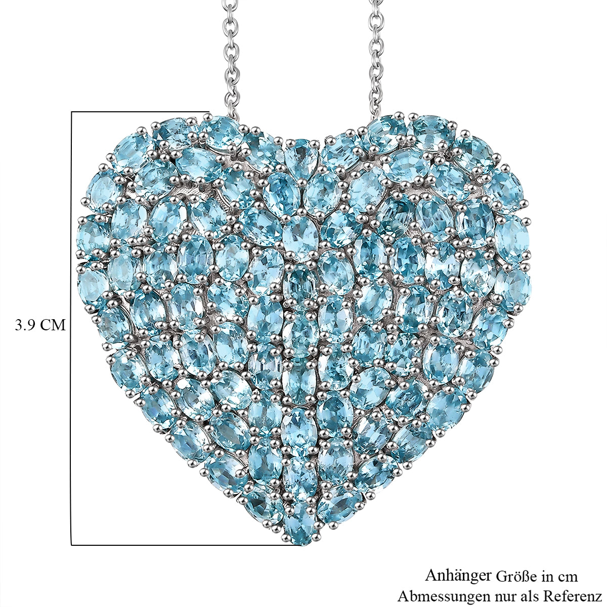 D'Joy Blauer Zirkon Anhänger mit Kette, ca. 45 cm + 5 cm Extender, 925 Silber rhodiniert ca. 21.37 ct