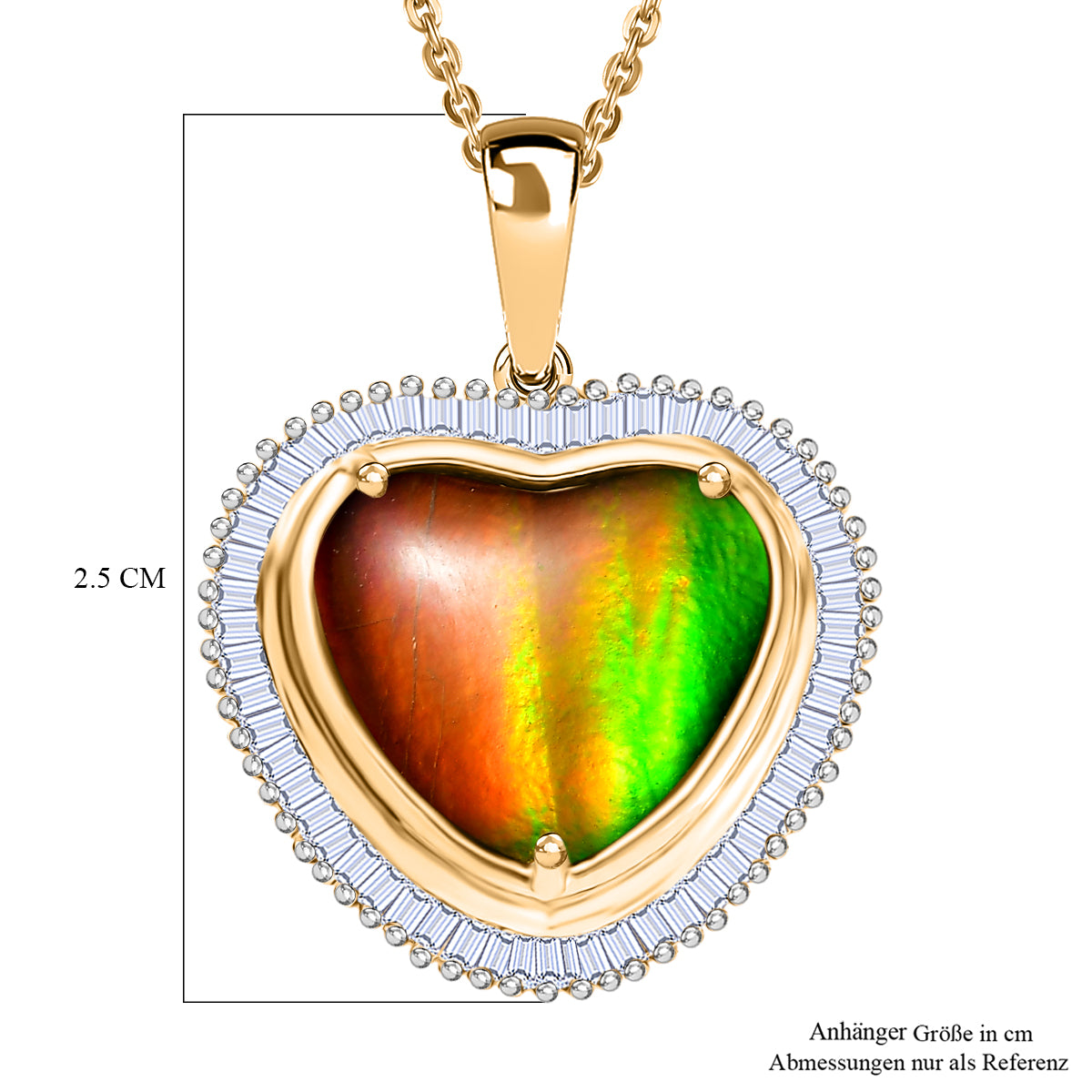 D'Joy Ammolit, Weißer Diamant Schmuckset ca. 50 cm 925 Silber 750 Gelbgold Vermeil ca. 3.77 ct