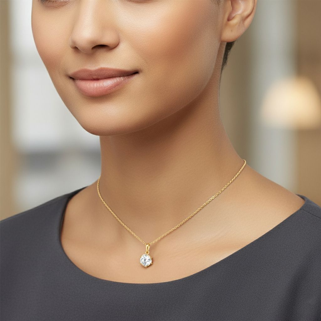 D'Joy 161 Facettiert Moissanit Schmuckset ca. 50 cm 925 Silber 750 Gelbgold Vermeil ca. 1.38 ct
