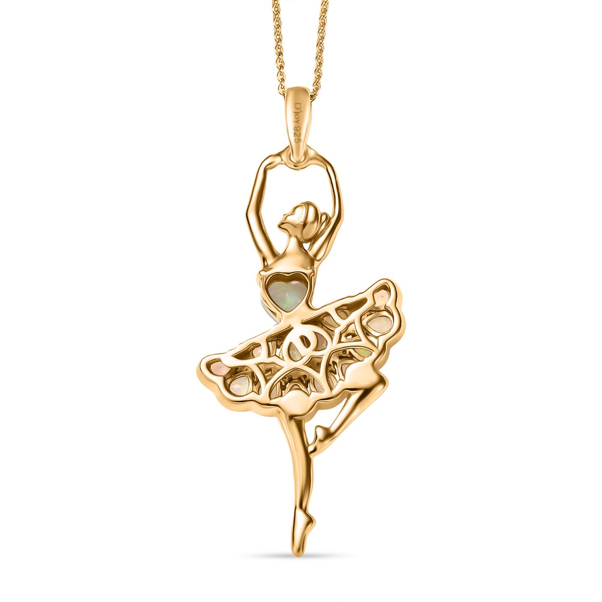 D'Joy AA Natürlicher, äthiopischer Welo Opal Schmuckset ca. 50 cm 925 Silber 750 Gelbgold Vermeil ca. 4.28 ct