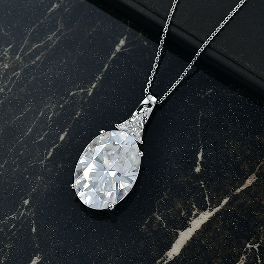 D'Joy Moissanit Anhänger mit Kette, ca. 50 cm 925 Silber rhodiniert ca. 13.16 ct
