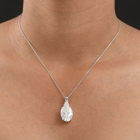 D'Joy Moissanit Anhänger mit Kette, ca. 50 cm 925 Silber rhodiniert ca. 13.16 ct