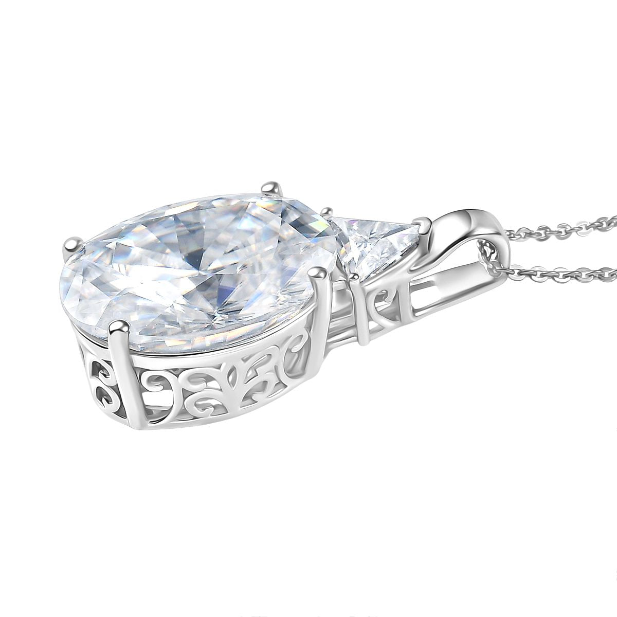 D'Joy Moissanit Anhänger mit Kette, ca. 50 cm 925 Silber rhodiniert ca. 13.16 ct
