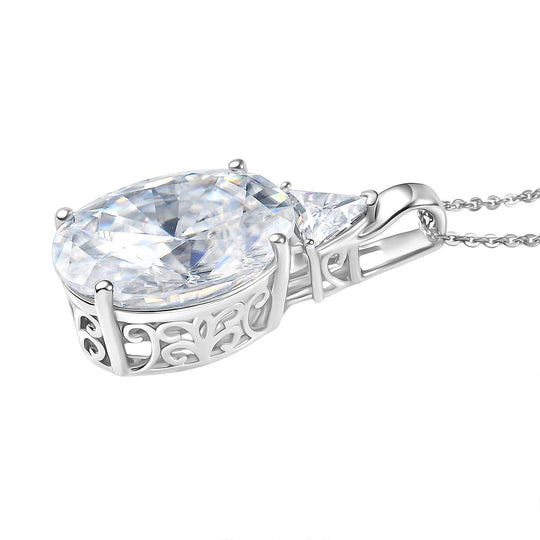 D'Joy Moissanit Anhänger mit Kette, ca. 50 cm 925 Silber rhodiniert ca. 13.16 ct