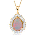 D'Joy AAA natürlicher, äthiopischer Welo Opal und Moissanit Anhänger mit 50cm Kette - 4,15 ct.