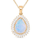 D'Joy AAA Natürlicher, äthiopischer Welo Opal, Moissanit Schmuckset ca. 50 cm 925 Silber 750 Gelbgold Vermeil ca. 4.15 ct
