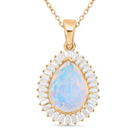 D'Joy AAA Natürlicher, äthiopischer Welo Opal, Moissanit Schmuckset ca. 50 cm 925 Silber 750 Gelbgold Vermeil ca. 4.15 ct