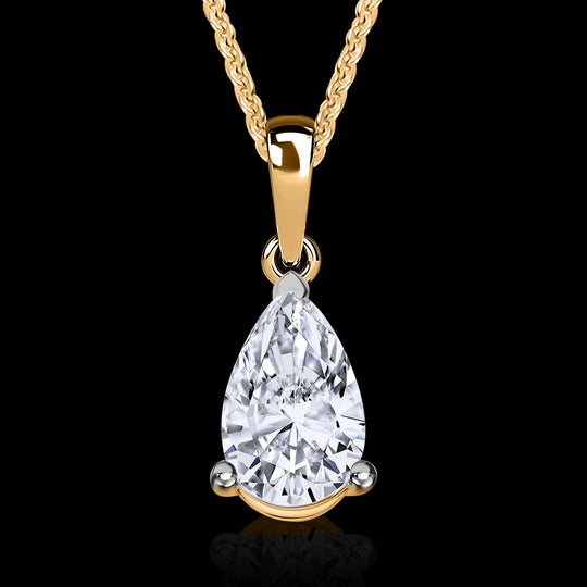 LUXURIANT DIAMOND - Lab Grown Diamant SI-GH SGL zertifiziert Anhänger mit Kette ca. 50 cm 925 Silber 750 Gelbgold Vermeil ca. 1.00 ct