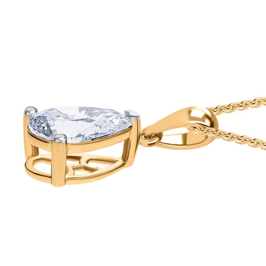 LUXURIANT DIAMOND - Lab Grown Diamant SI-GH SGL zertifiziert Anhänger mit Kette ca. 50 cm 925 Silber 750 Gelbgold Vermeil ca. 1.00 ct
