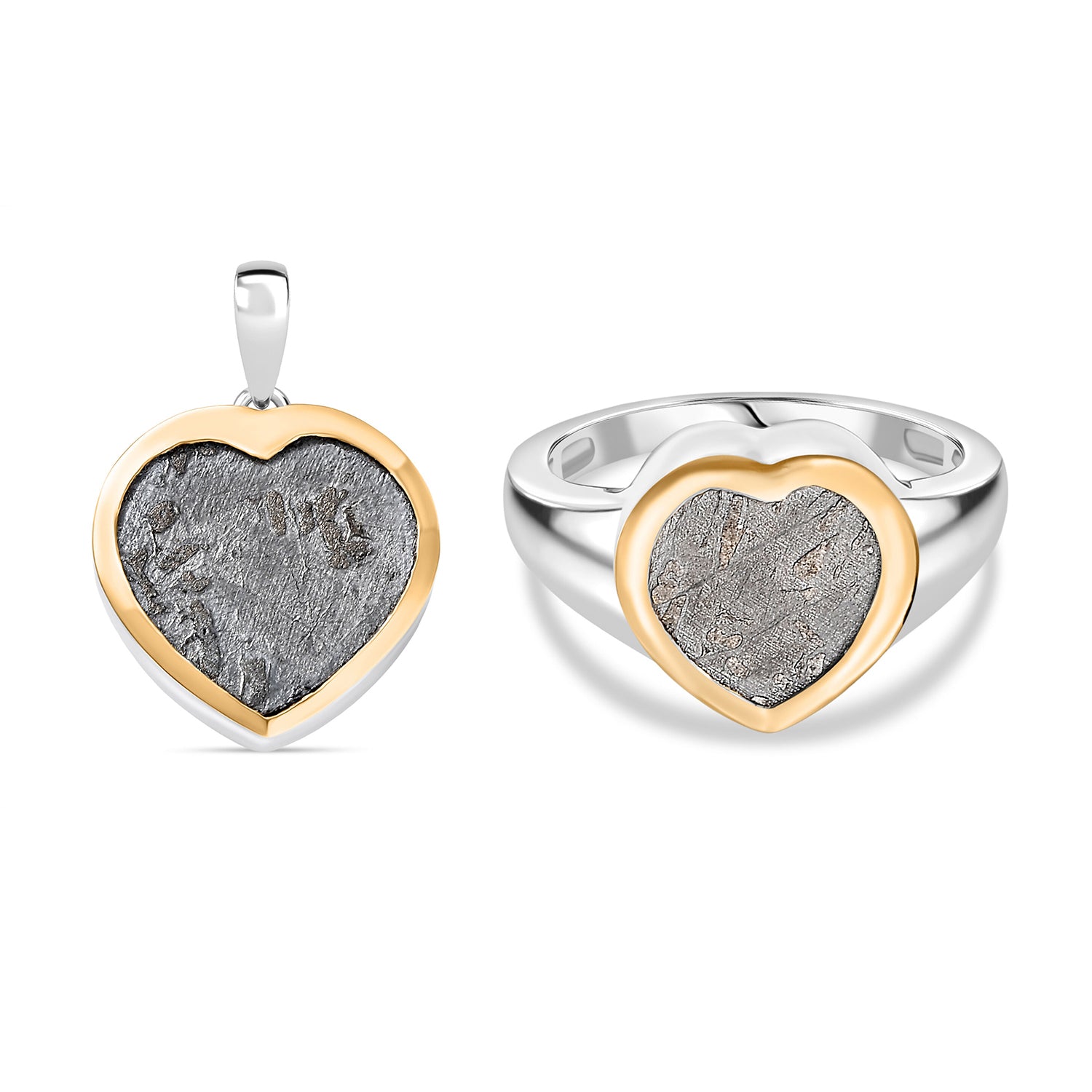 D'Joy Meteorit zweifarbiger Ring und Anhänger