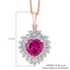 Luxuriant - AAA Lab Grown Rosa Saphir, Weißer Zirkon Anhänger mit Kette, ca. 50 cm 925 Silber 750 Roségold Vermeil ca. 3.25 ct
