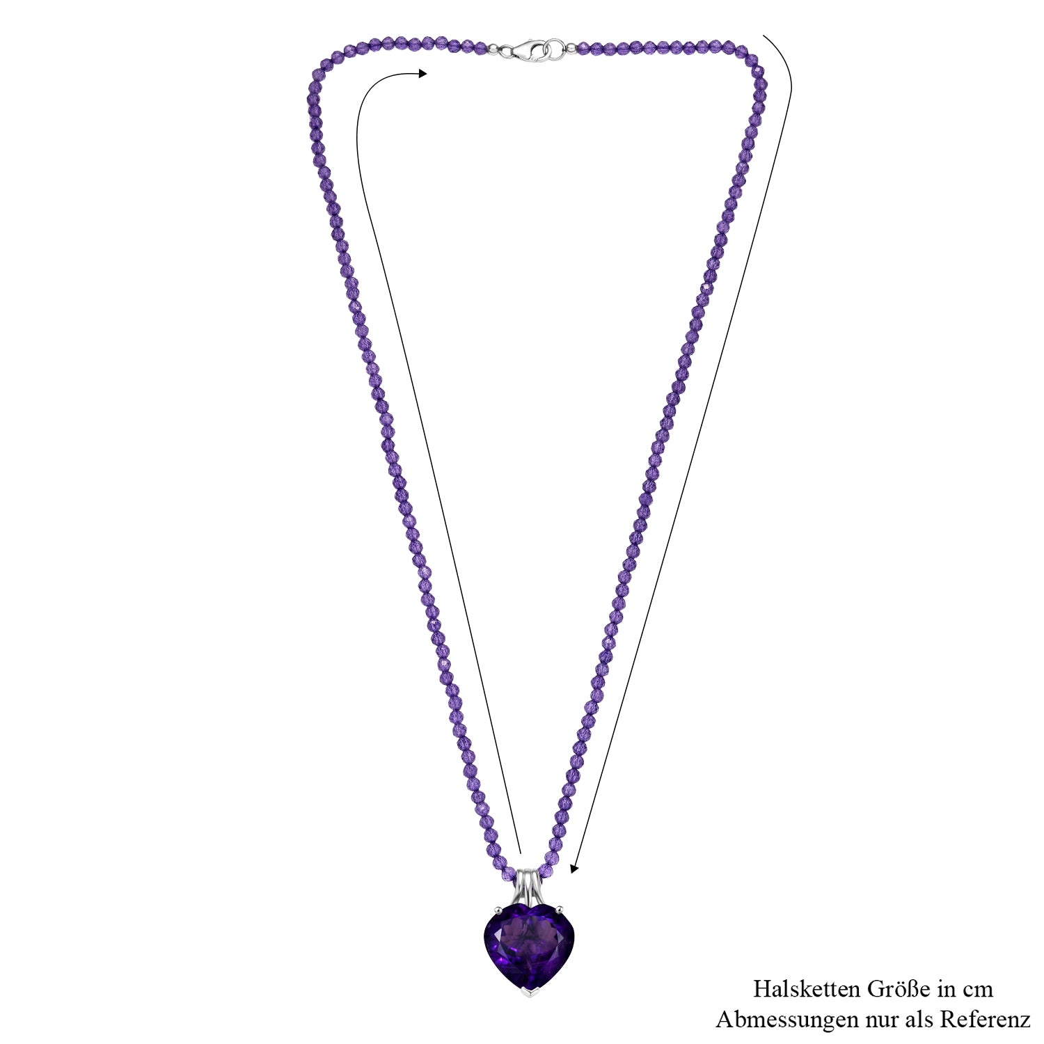 D'Joy AA Afrikanischer Amethyst Schmuckset ca. 50 cm 925 Silber rhodiniert ca. 58.32 ct