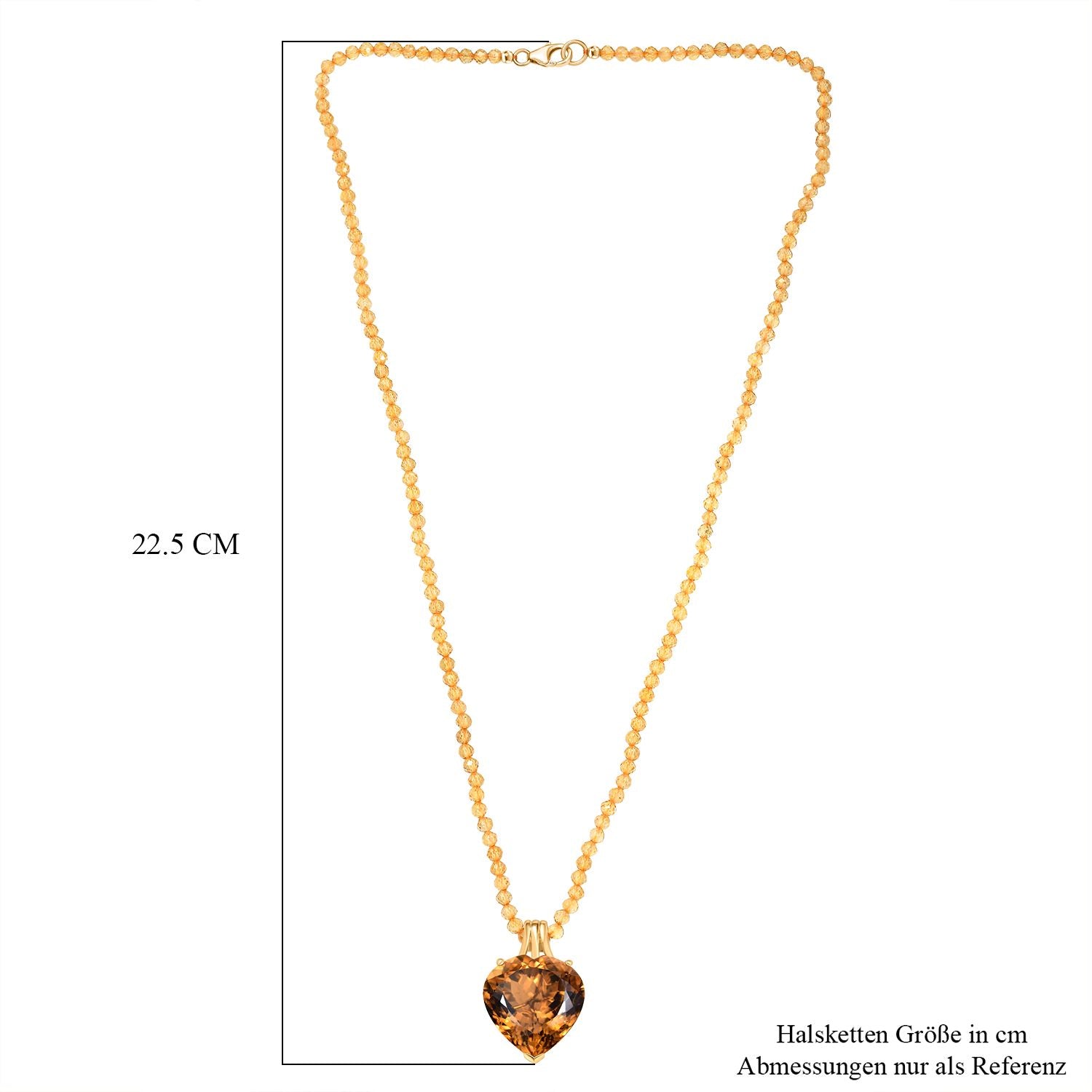 D'Joy AA Citrin Anhänger mit Kette, ca. 50 cm 925 Silber 750 Gelbgold Vermeil ca. 82.93 ct