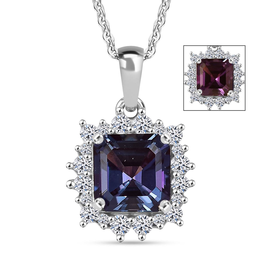 LUXURIANT - AAA Lab Grown Alexandrit, Lab Grown Diamant Schmuckset ca. 50 cm 925 Silber rhodiniert ca. 2.42 ct
