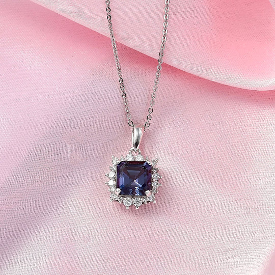 LUXURIANT - AAA Lab Grown Alexandrit, Lab Grown Diamant Schmuckset ca. 50 cm 925 Silber rhodiniert ca. 2.42 ct