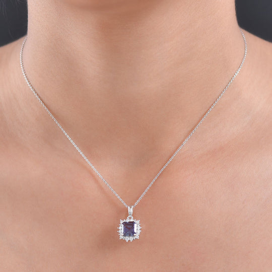 LUXURIANT - AAA Lab Grown Alexandrit, Lab Grown Diamant Schmuckset ca. 50 cm 925 Silber rhodiniert ca. 2.42 ct