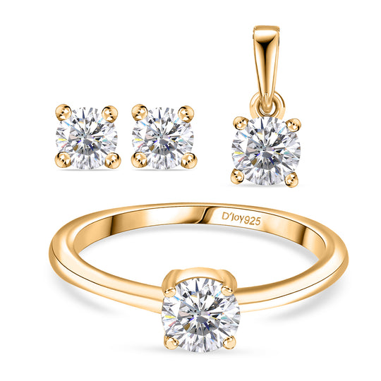 D'Joy Moissanit Schmuckset 925 Silber platiniert (Größe 16) ca. 1,34 ct.