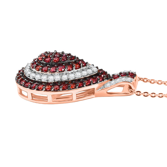 D'Joy AA Padparadscha Saphir, Weißer Zirkon Anhänger mit Kette, ca. 50 cm 925 Silber 750 Roségold Vermeil ca. 1.20 ct
