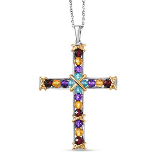 AA Mehrfarbiger Anhänger, nickelfreies Messing, 316L Edelstahlkette 50 cm ca. 5.34 ct