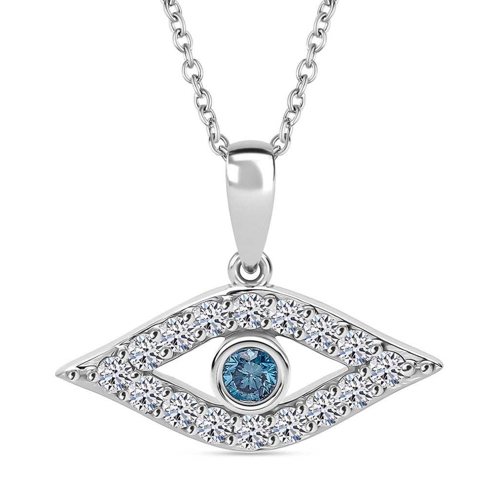 LUXURIANT DIAMOND - Lab Grown Blauer Diamant SI-GH, Lab Grown Weißer Diamant SI-GH Schmuckset ca. 50 cm 925 Silber rhodiniert ca. 0,50 ct.