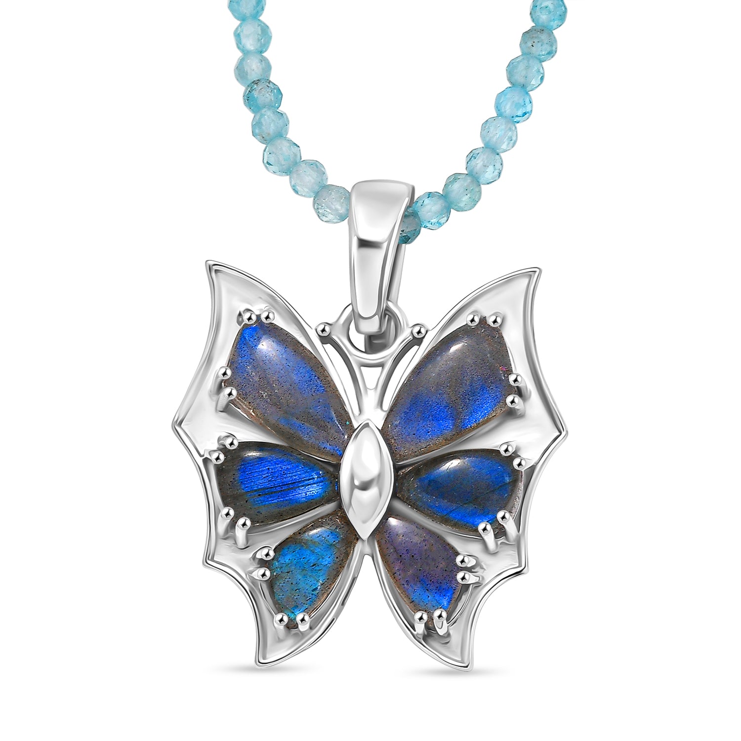 D'Joy Apatit, Labradorit Schmuckset ca. 50 cm 925 Silber rhodiniert ca. 48.60 ct