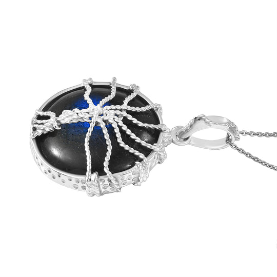 D'Joy AAA Labradorit Schmuckset ca. 50 cm 925 Silber rhodiniert ca. 30.00 ct