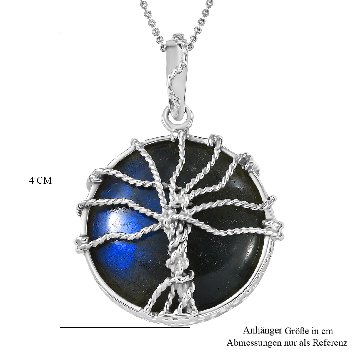 D'Joy AAA Labradorit Schmuckset ca. 50 cm 925 Silber rhodiniert ca. 30.00 ct