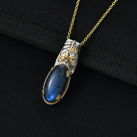 EVER TRUE AAA Labradorit Anhänger mit Kette ca. 50 cm, Nickelfreies Messing, ca. 9.46 ct